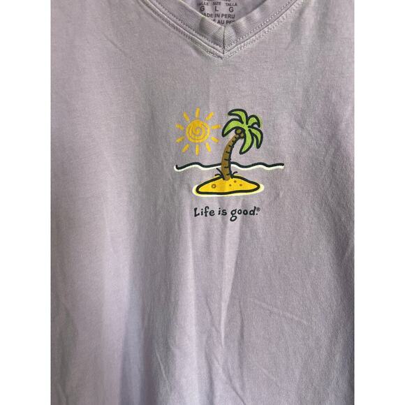 LIFE IS GOOD V-neck lavender tank top, women's size L - Picture 3 of 8